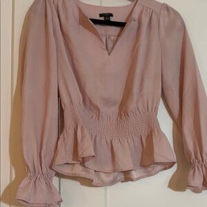 Ann Taylor Factory Blush Smocked Blouse